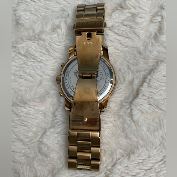 AUTHENTIC Michael Kors Stop Hunger Chronograph Turquoise Dial Ladies Watch Gold - Picture 2 of 6